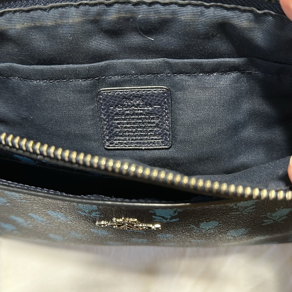 Coach Badlands Blue Midnight Floral East West Pop Out Pouch Crossbody Bag - Picture 6 of 14